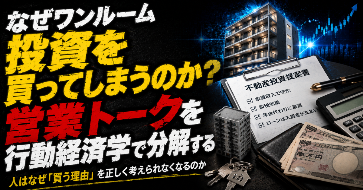 ワンルームマンション投資の営業トークを行動経済学の視点から分析するMoney Compassのアイキャッチ画像