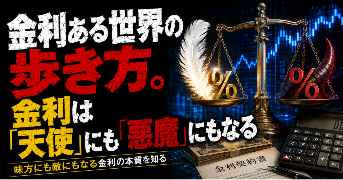 金利ある世界の歩き方。金利は天使にも悪魔にもなることを表現したMoney Compassの記事アイキャッチ画像